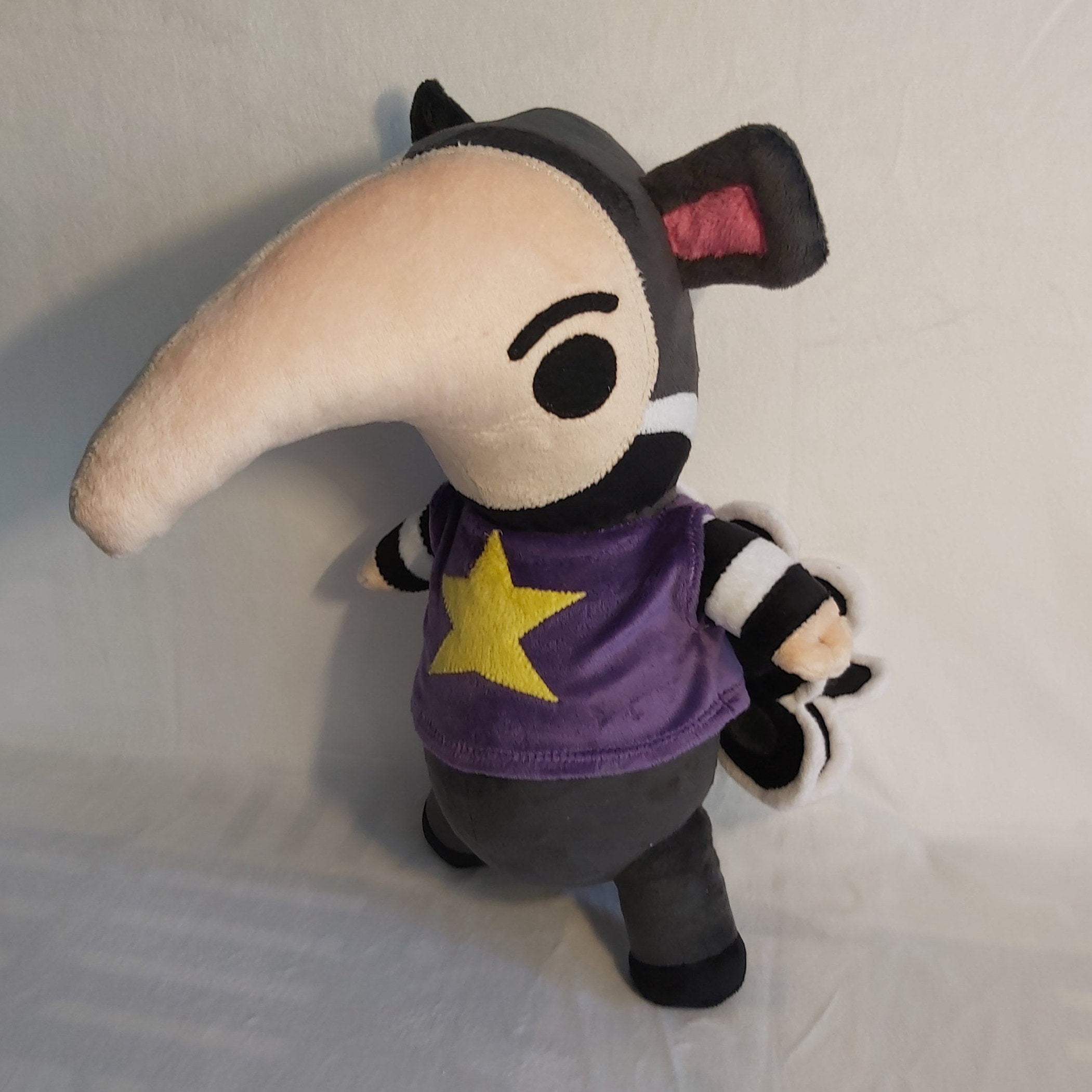 Anteater Antonio of Animal Crossing plush toy 15,7″ (40 cm) clothes can be yellow or purple (write in a personal message)