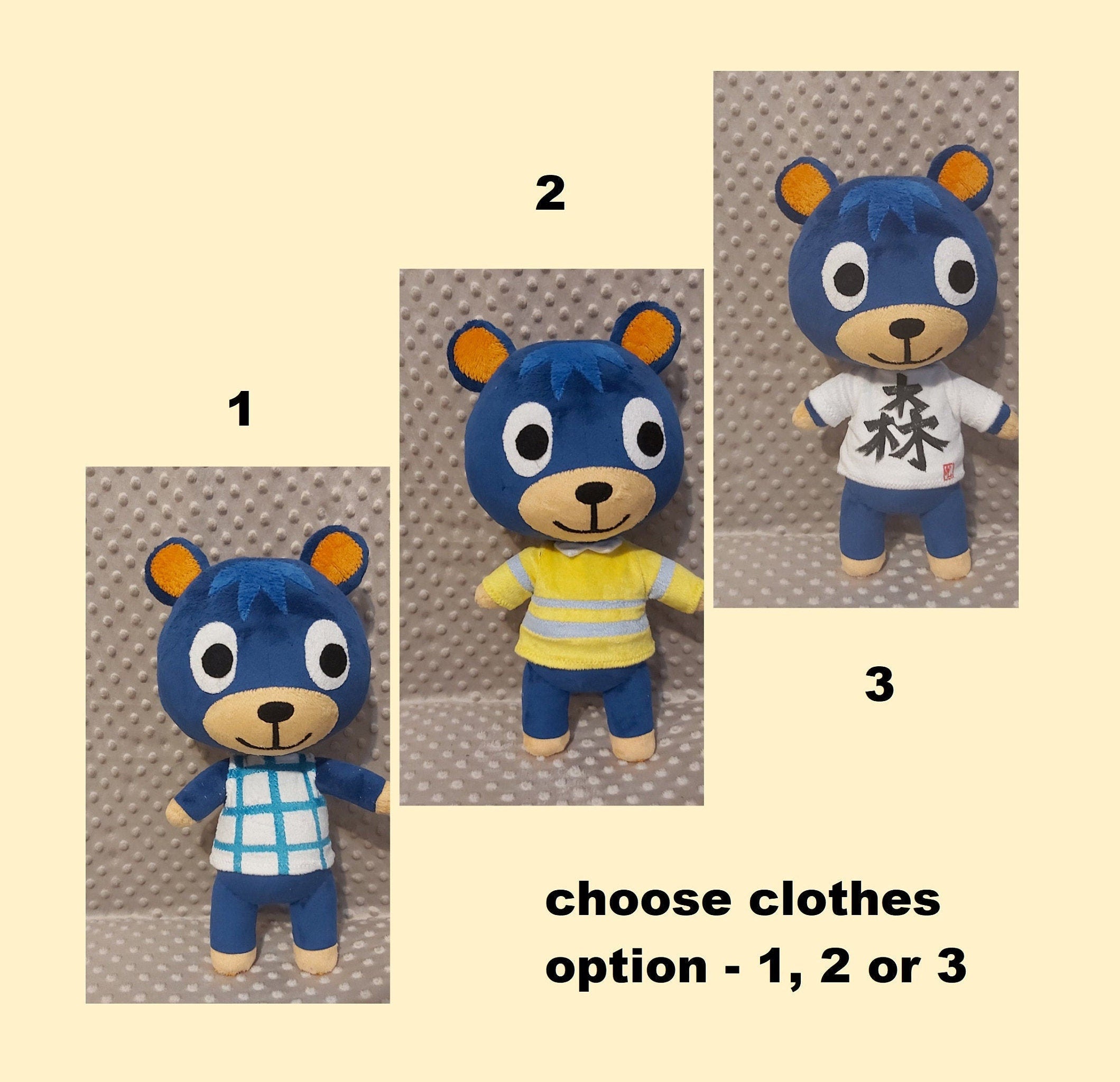 Poncho bear villager in the Animal Crossing plush toy 15,7″ (40 cm) clothes can be different (specify option in a personal message)