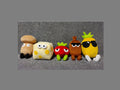 Toppins from Pizza Tower - five plush toys, 8 to 5 inches (20 to 13 cm) tall. Exact dimensions in the product description.