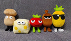 Toppins from Pizza Tower - five plush toys, 8 to 5 inches (20 to 13 cm) tall. Exact dimensions in the product description.